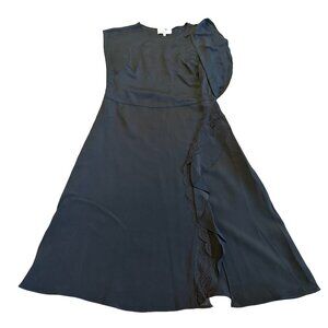 3.1 Phillip Lim Black Silk Dress Short Sleeve Ruffle Detail Cocktail Size 6